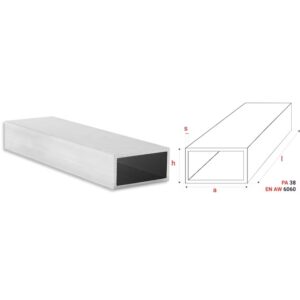 Profil rectangular din aluminiu 20x40 mm disponibil în culori alb, maro și gri, ideal pentru ramă, consolă sau finisaje la tâmplărie